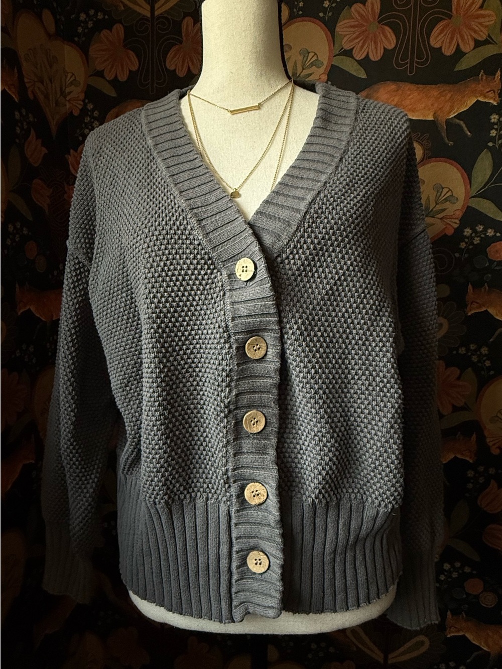 Free People Beach Hailee Cardigan Sweater Gray Size XS 100% Cotton Oversized